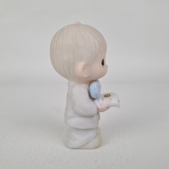 Precious Moments E-2833 "Ring Bearer" Retired Figurine Vntg +2 Ornaments - Picture 4 of 7